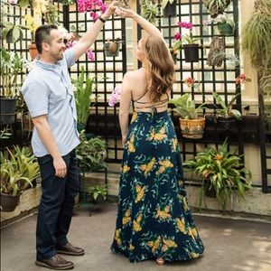 Lulus navy blue floral maxi dress